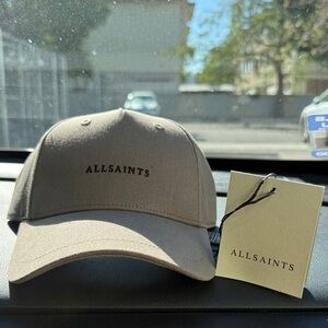 AllSaints Beige Logo Baseball Cap
